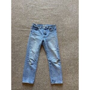 Levi's Premium Straight Women's Blue Denim Jeans Stretch Button 5-Pocket Solid